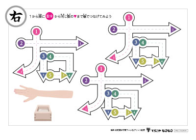 点つなぎで「右」の書き順を覚えよう