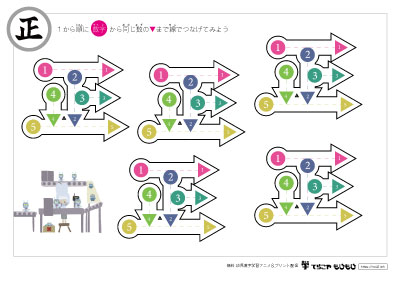 点つなぎで「正」の書き順を覚えよう